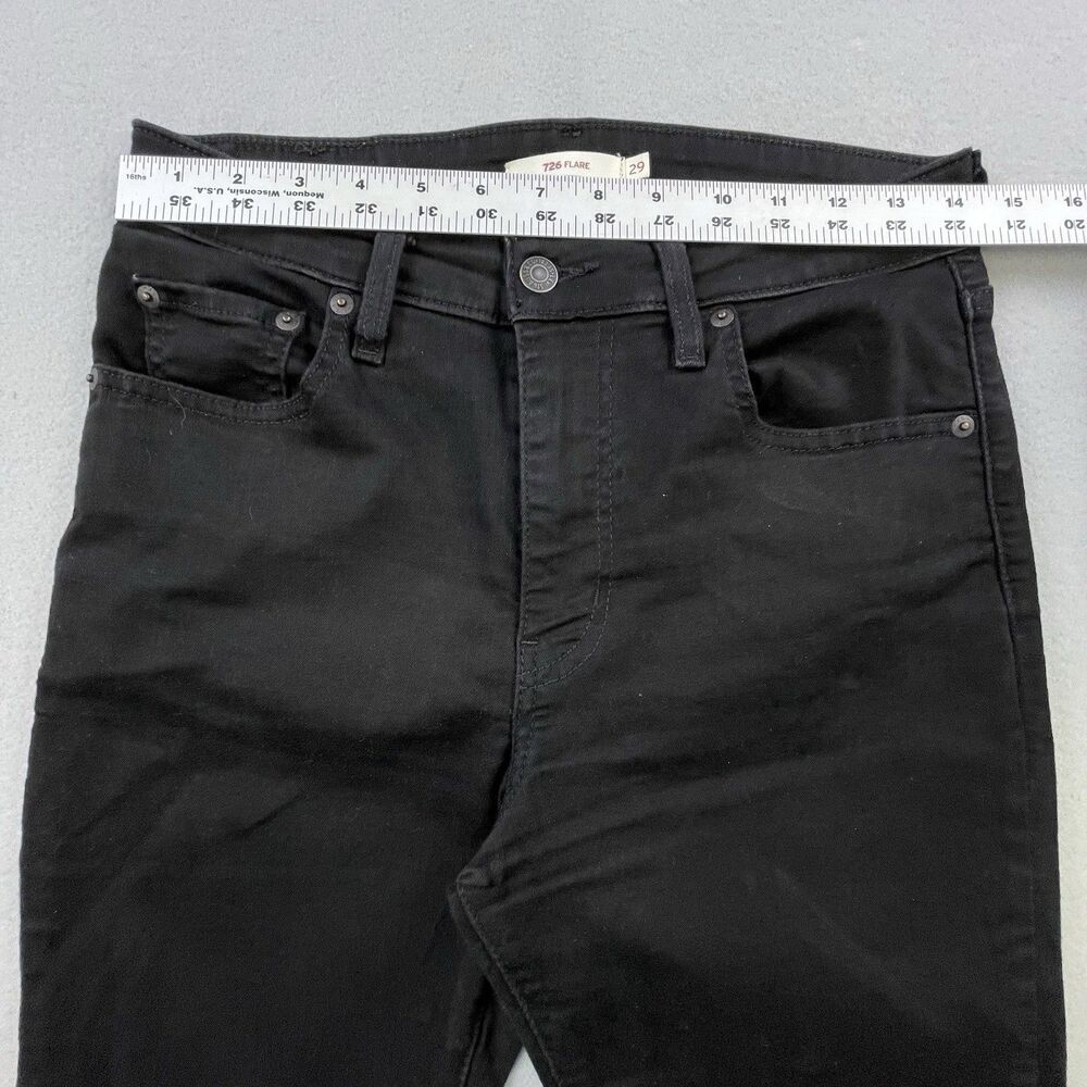 Levi’s 726 Flare Jeans Womens 29x29 Black High Rise Stretch Denim - Picture 13 of 16
